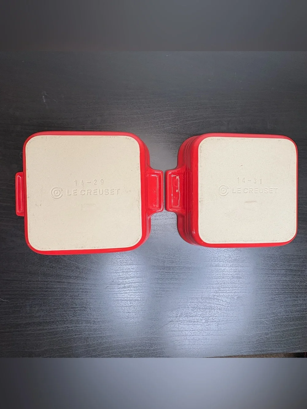 Cerise Red Le CREUSET Square Petite Stoneware Baking Dish Set of 2 Casserole